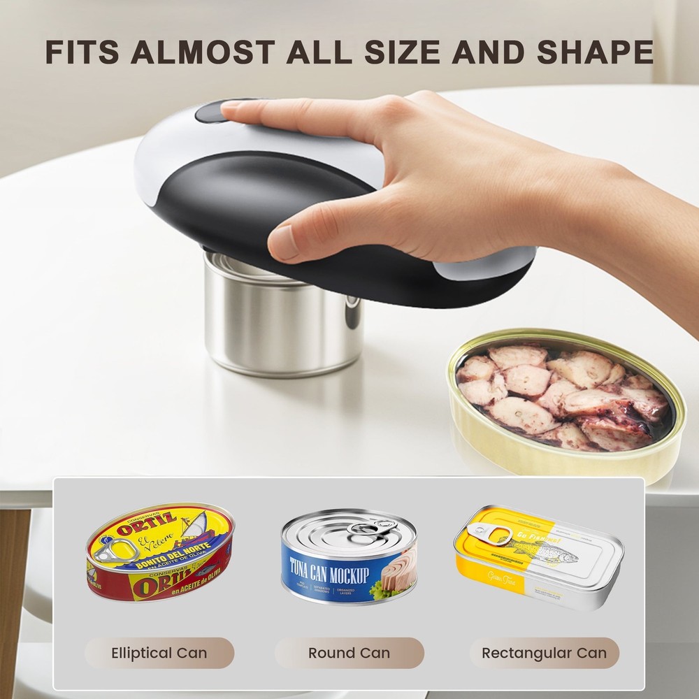One-Touch Automatic Electric Can Opener, USB Rechargeable Can Opener Smooth Edge