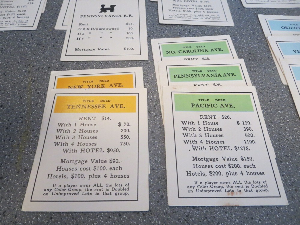 Monopoly Replacement Parts REPLACEMENT PROPERTY TITLE DEEDS