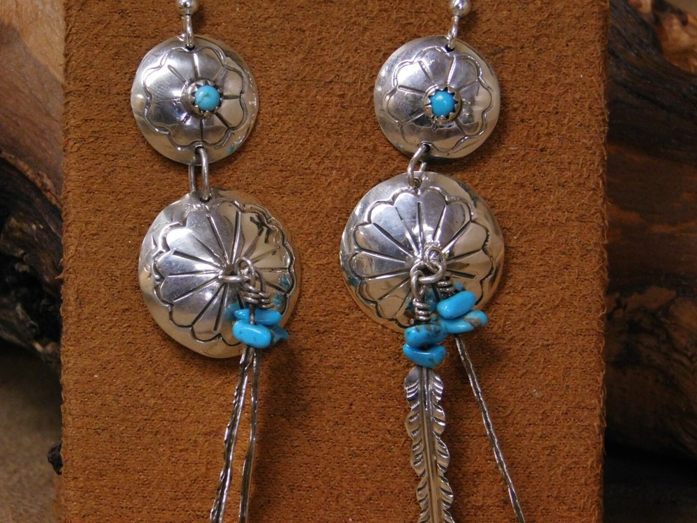 Sterling Silver Turquoise Dangle Hook Earrings