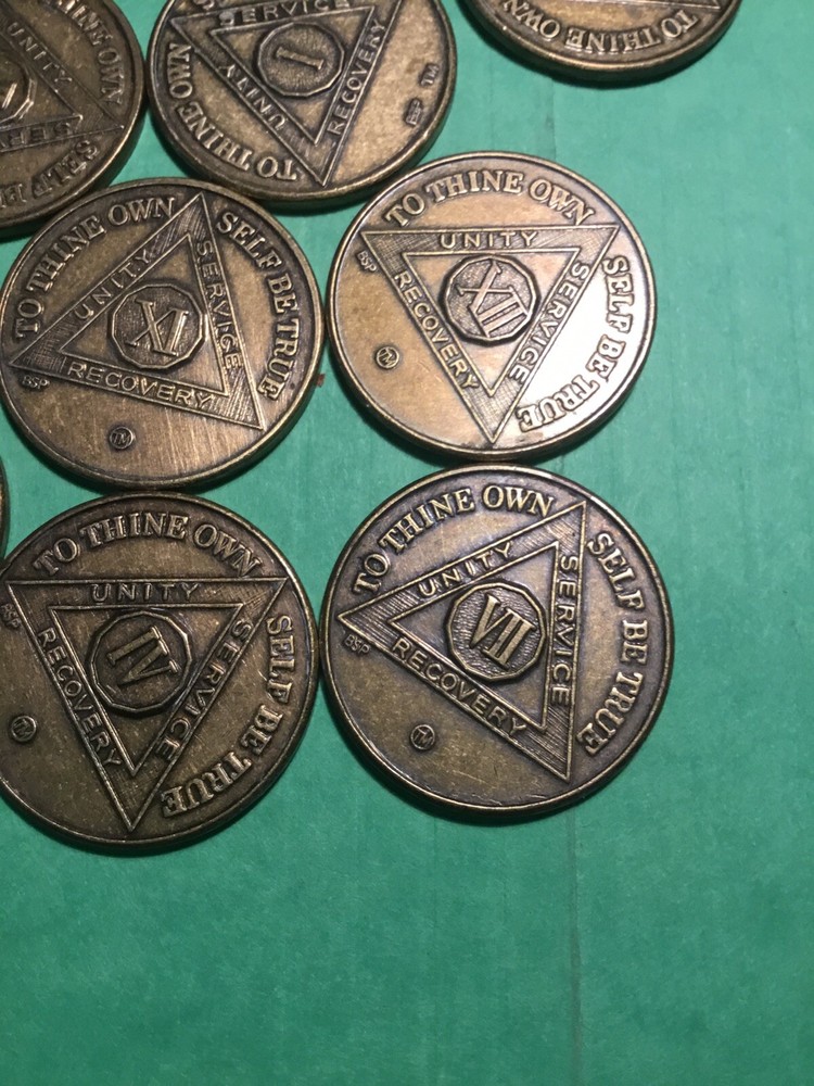 Alcoholics Anonymous Tokens Number 1 through 12