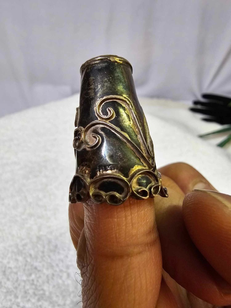 Vtg Sterling Long Thimble Art Deco - Tested