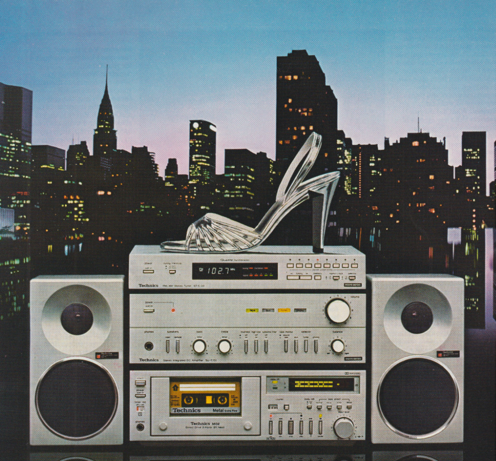 1980 Technics Print Ad 8"x10.75" Technics Micro Series Heels Skyline