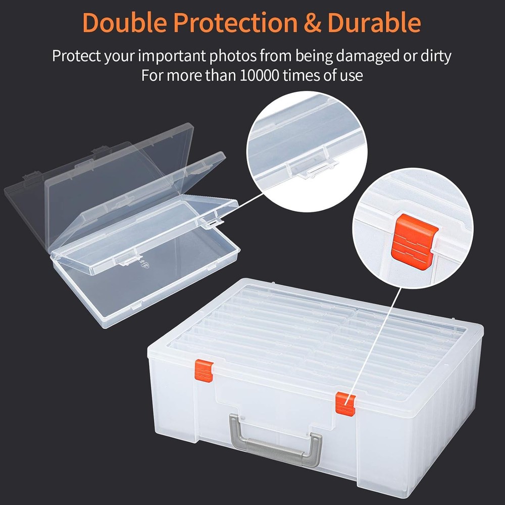 Photo Storage Box 4x6, 18 Inner Extra Large Organizer 18 Boxes, Clear