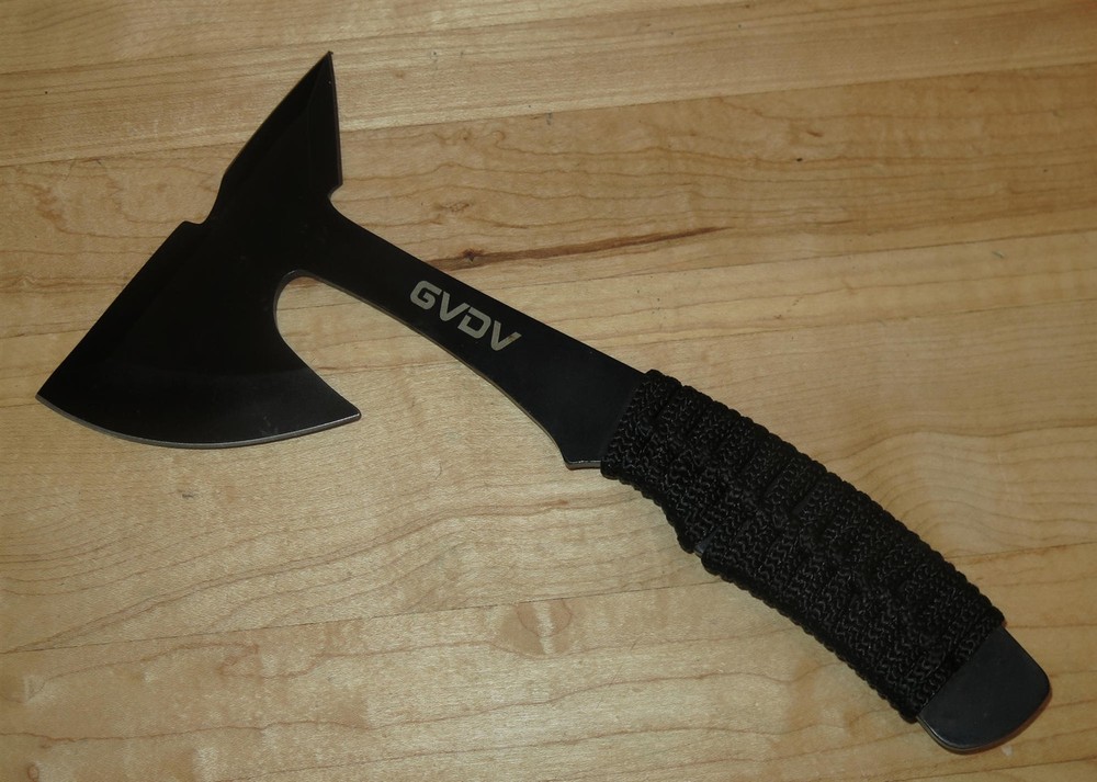 GVDV 9" Black Stainless Double-Edge Camping/Tactical Axe with Sheath