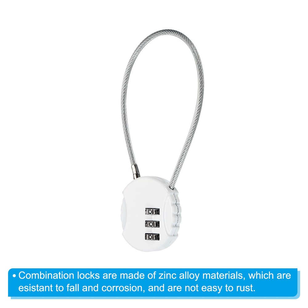 Small Combination Block 7.8", 2pcs 3 Digit Luggage Lock, White