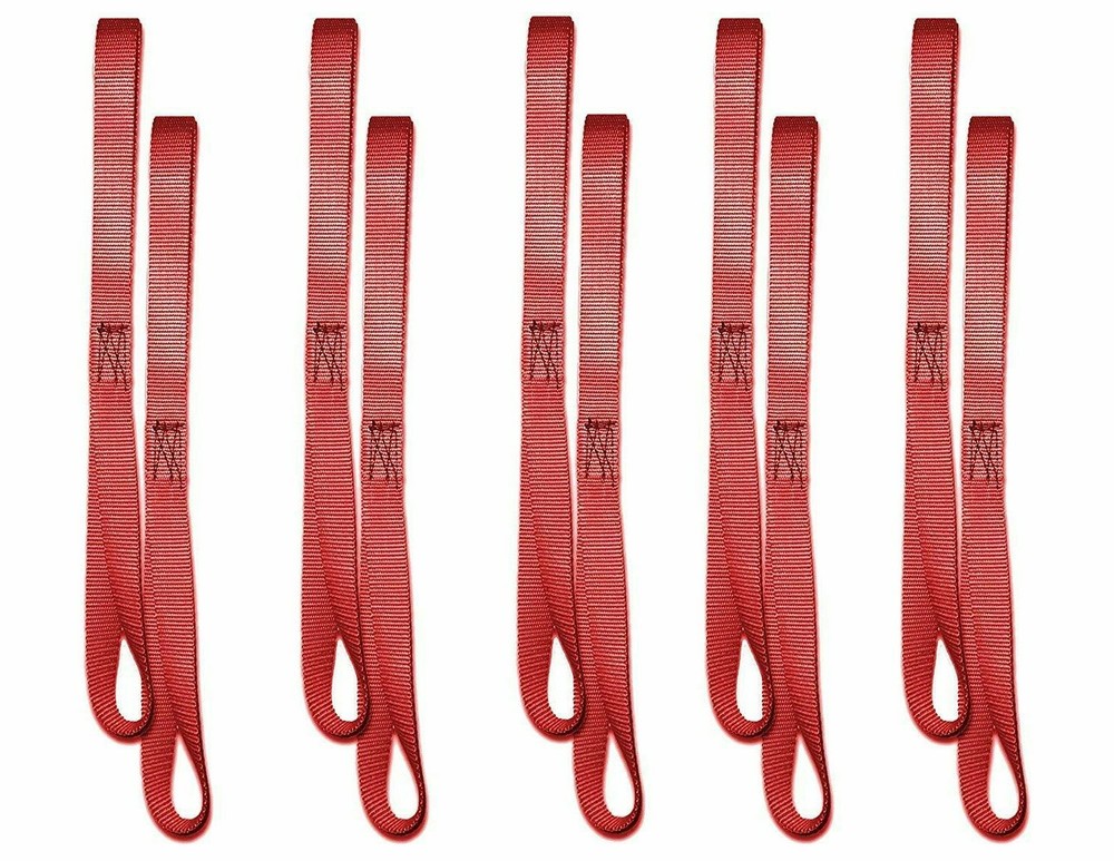 Red Motorcycle Soft Loop Tie Down Straps – Handlebar / Fork Tie Chokers 10 Pack