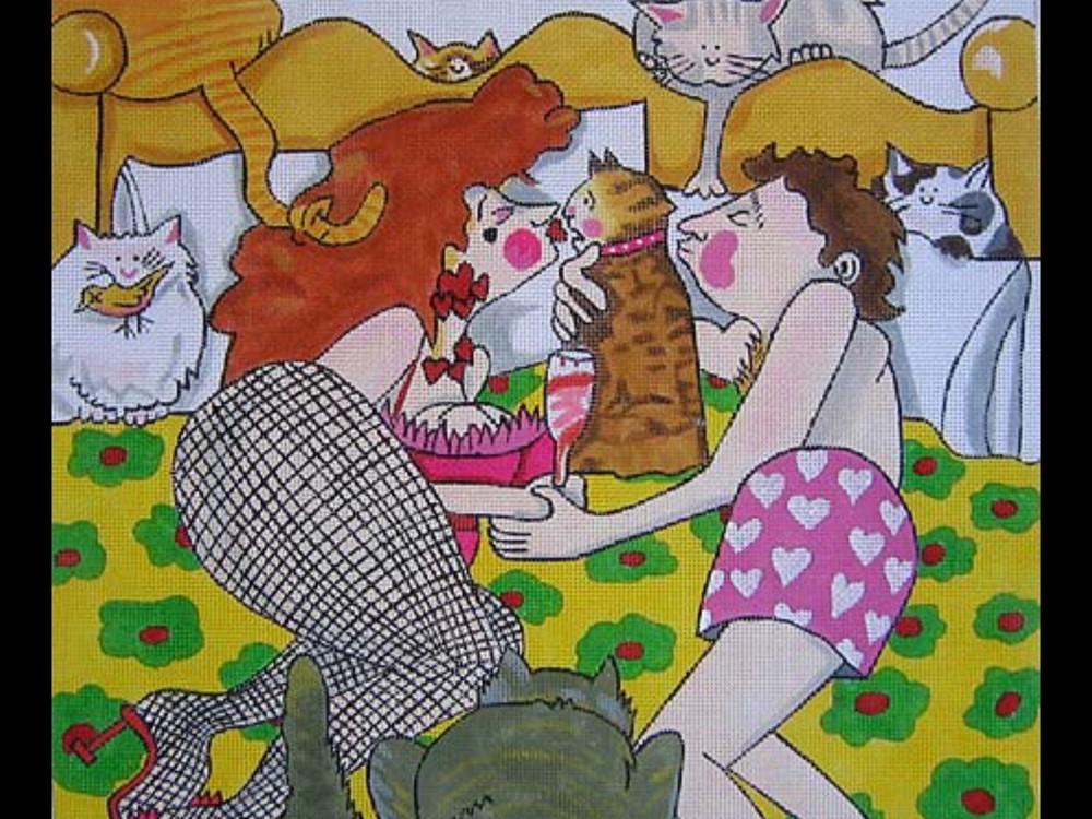 HAND PAINTED MAGGIE CO CANVAS WITH COORDINATING HAND PAINTED FRAME ..