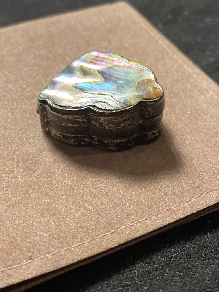 Vintage Abalone Sterling 925 Silver Pill Box