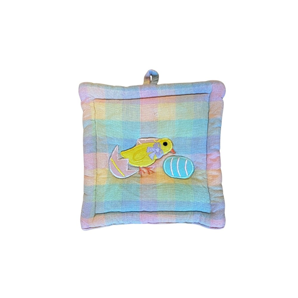 Vintage Spring Pot Holders Set | Bunny & Chick Easter Kitchen Decor