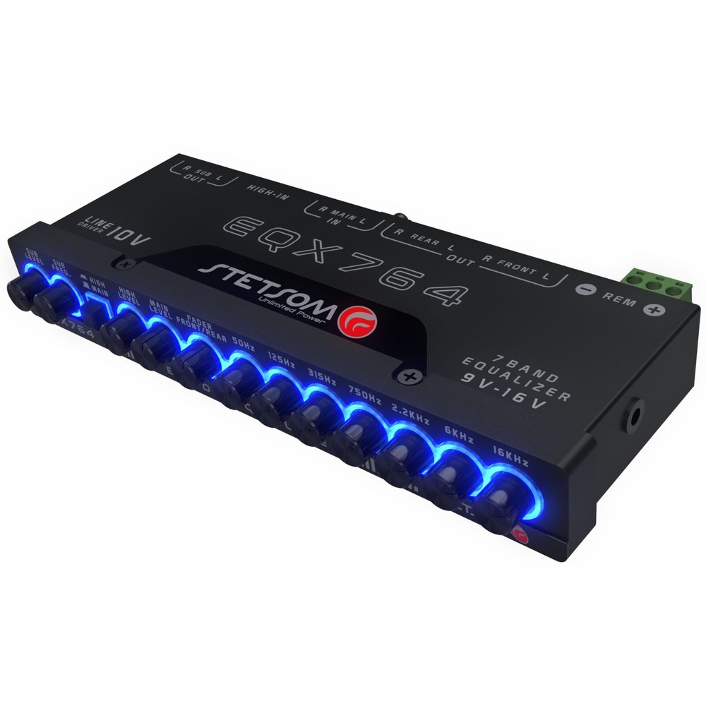 Stetsom EQX 764 - 7 Band Equalizer, 4 Input & 6 Output Channels, Blue Led