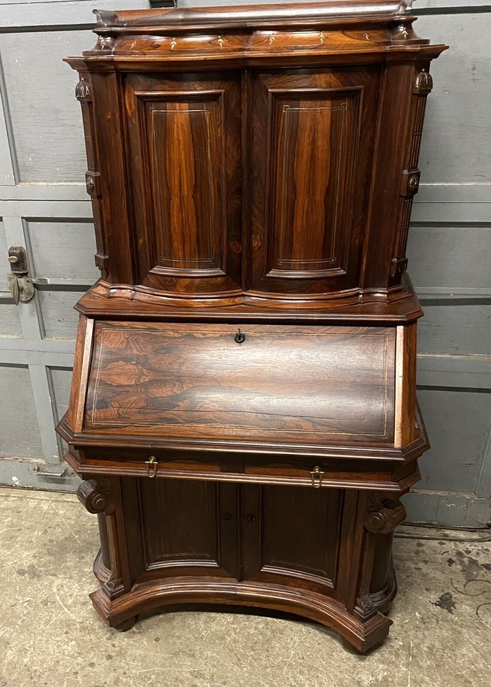 ROSEWOOD DROP FRONT MECHANICAL DESK, ATTR. HERTER
