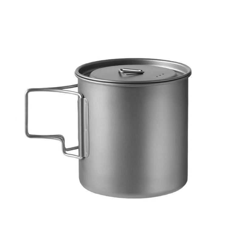 Titanium Cooking Pot Mug Pot Folding Handles for Backpacking/Camping Cookware