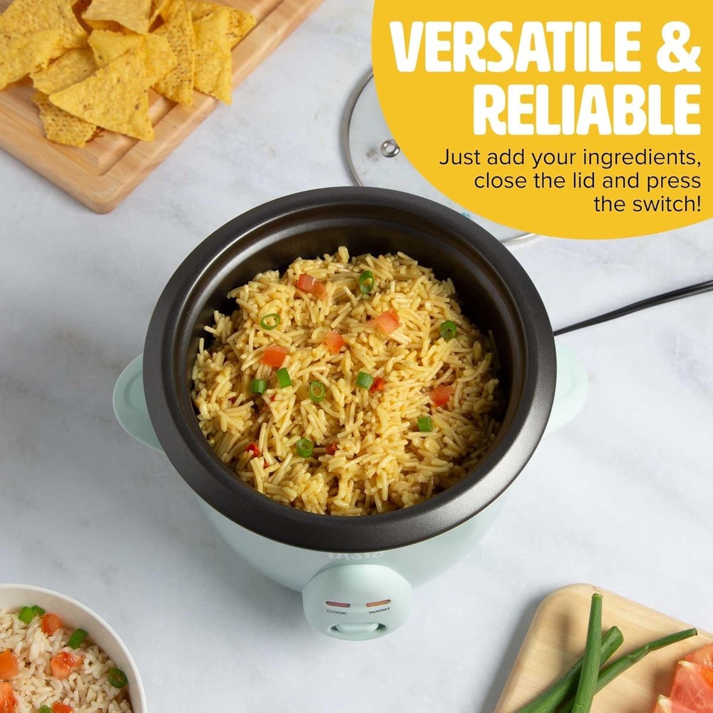 Mini Rice Cooker with Removable Nonstick Bowl and Auto Keep Warm Function, Gr...
