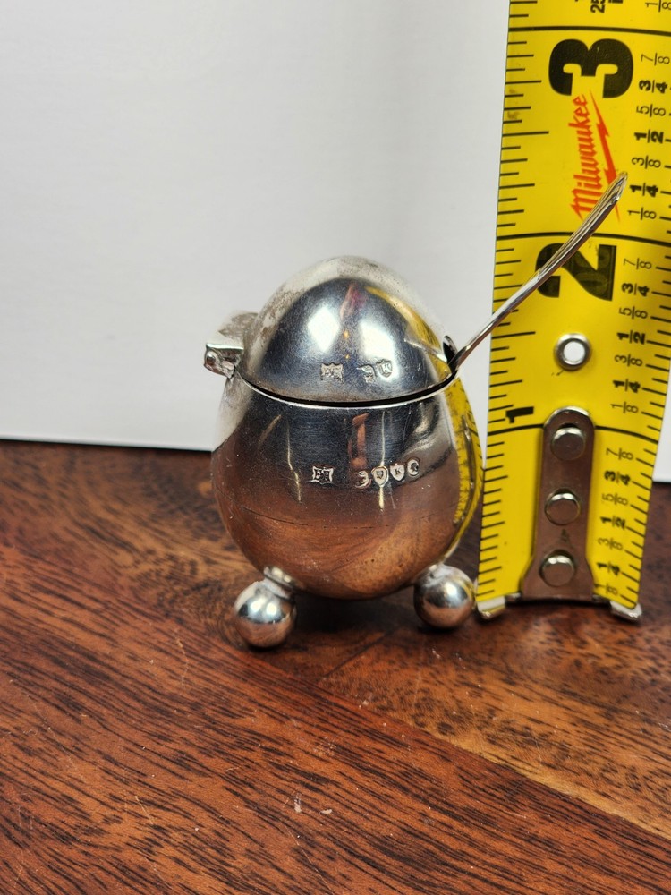 Antique 800 German Silver Egg Shaped Footed Salt Cellar Superb Condition