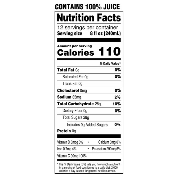 Great Value 100% Apple Juice, 96 fl oz