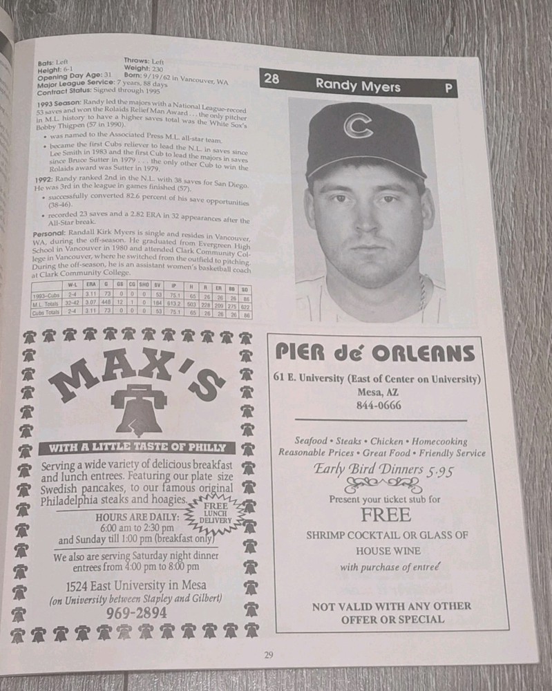 1994 Chicago Cubs Spring Program