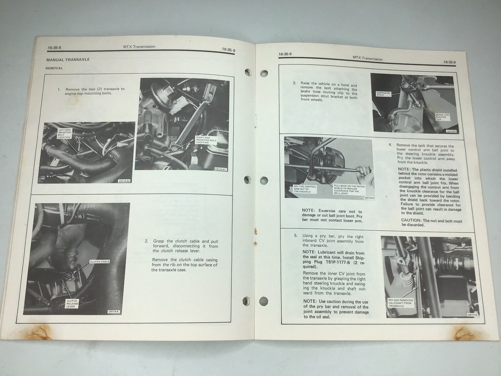 1981 Ford escort lynx removal install procedures automatic & manual transaxle