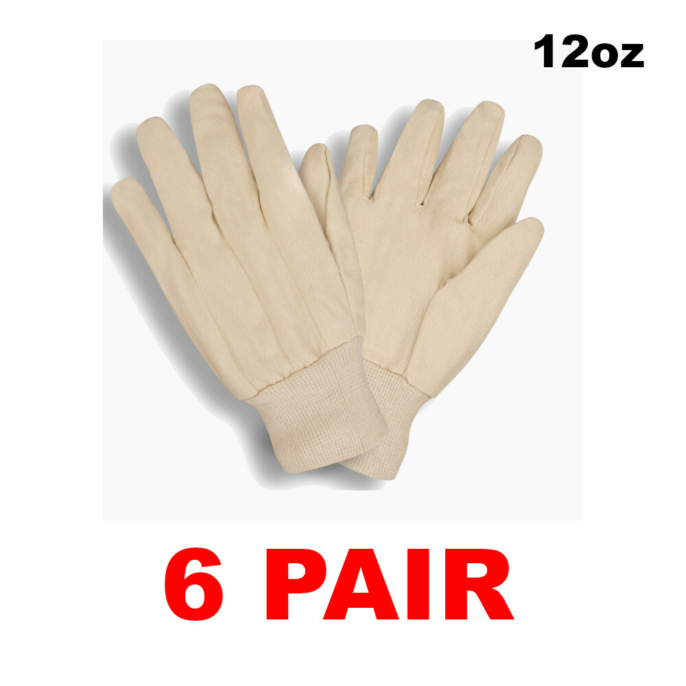 Premium Cotton Canvas 12oz Work Gloves (6 PAIR)