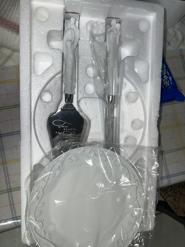 Hallmark Wedding 2005 3-Piece Stering Silver Set Cake Knife Server Dessert Plate