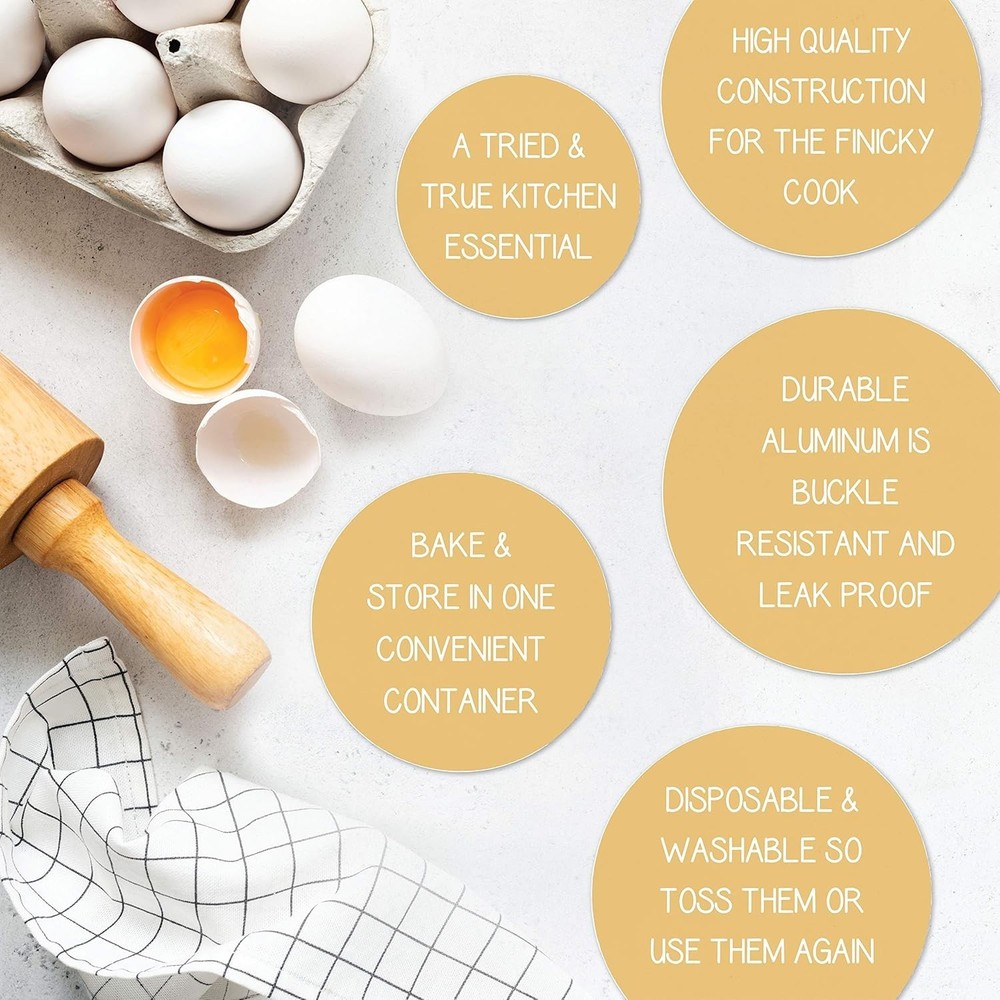 Versatile 7'' Round Foil Baking & Cooking Pans, 20-Pack - Durable & Safe