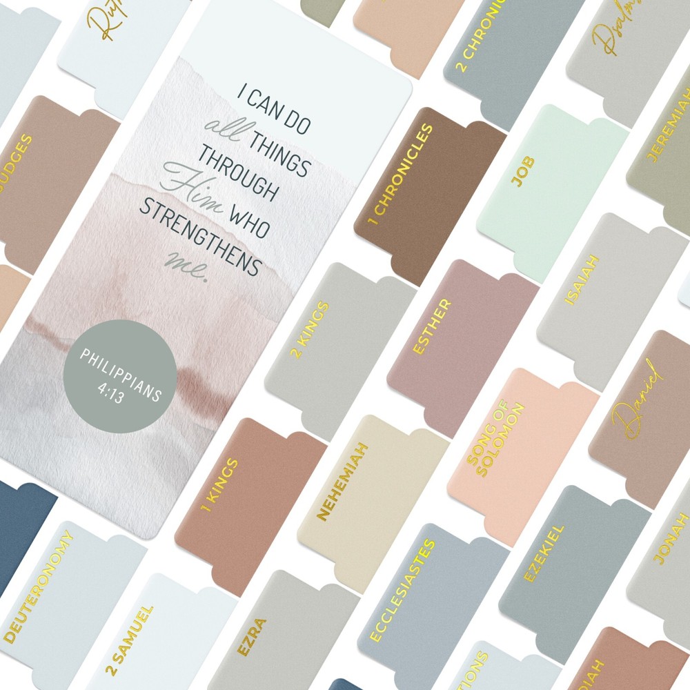 OFFILICIOUS 100 Gold-Foiled, Soft-Touch, Laminated Bible Tabs for Bible Study