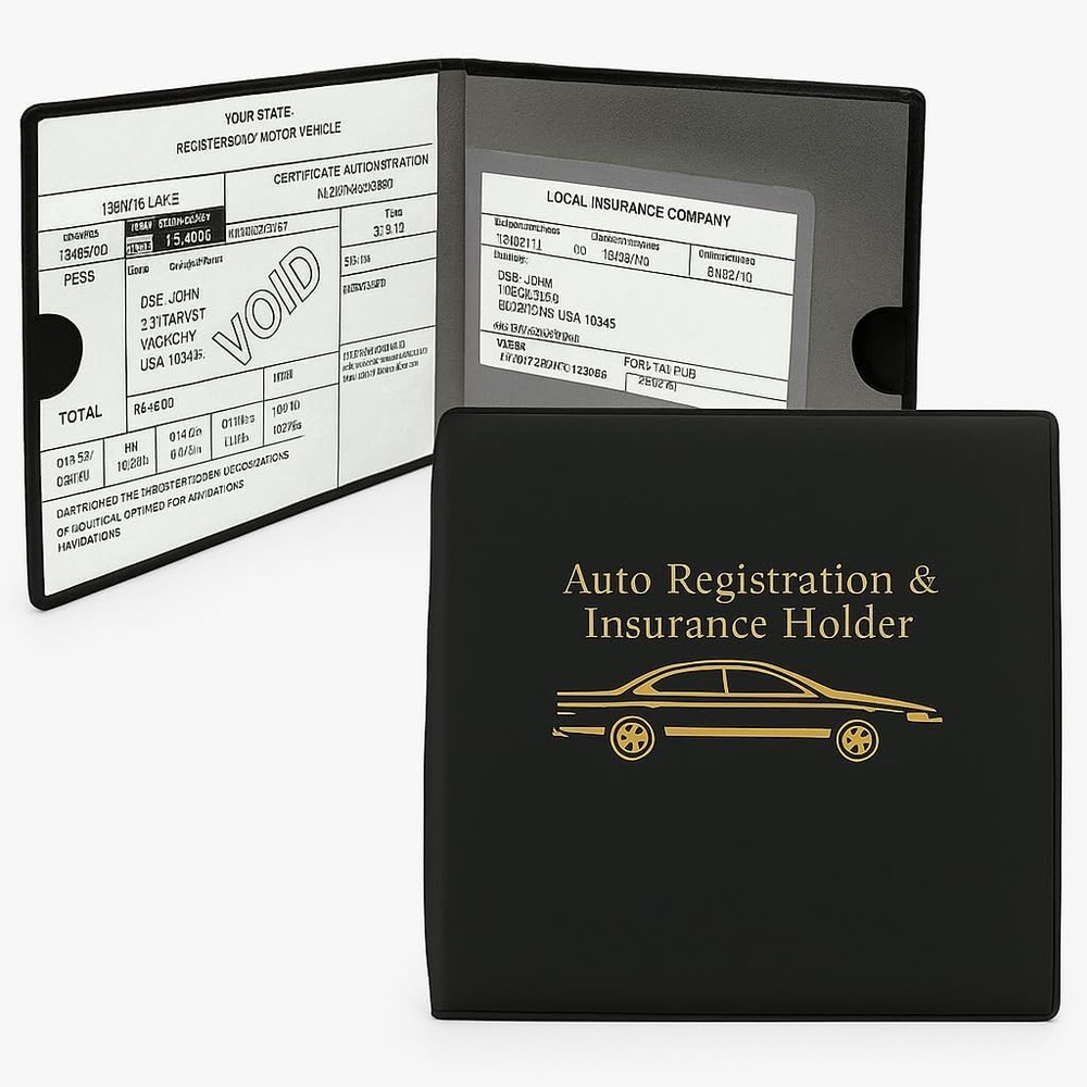 Car Auto Insurance Registration Document Wallet 2 Pack Vinyl ID Holder Visor