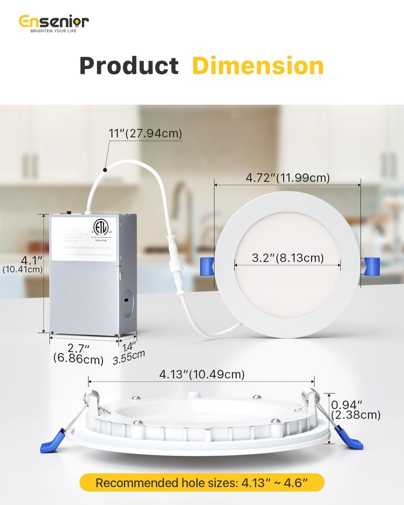 Ensenior 16 Pack 4 Inch Led Recessed Ceiling Light Dimmable 2700K Soft White