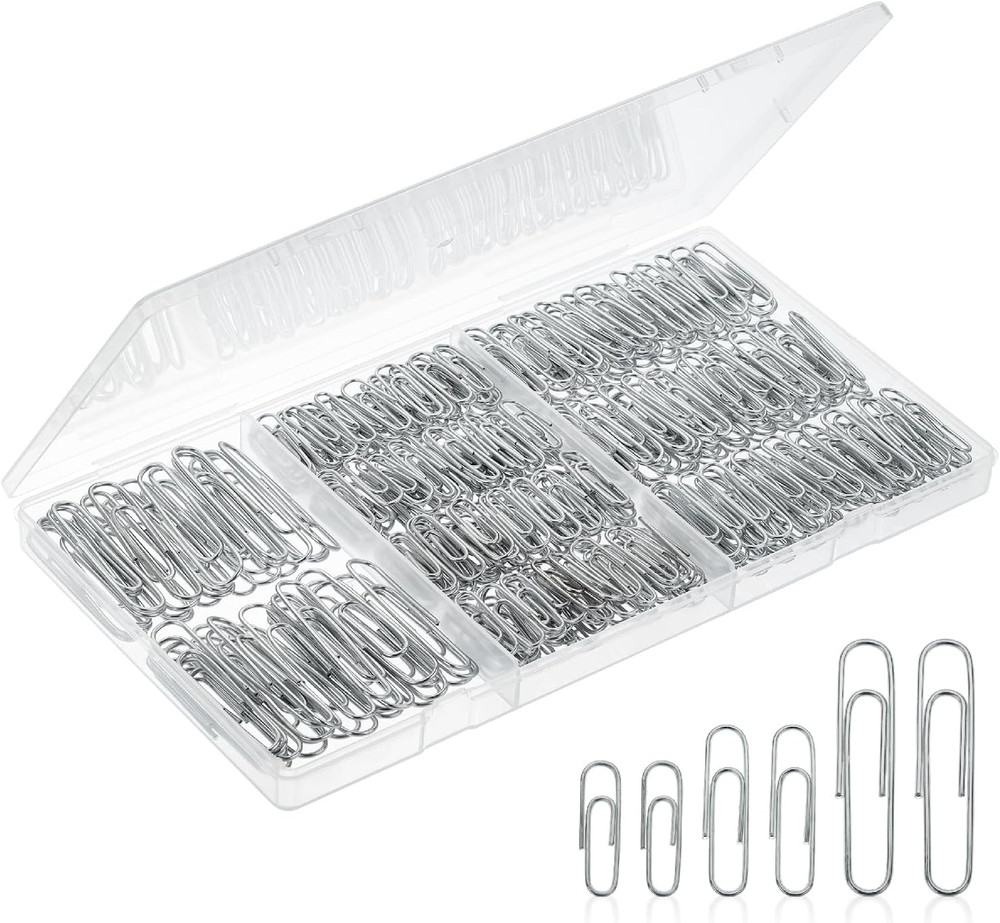 Paper Clips - 450 Pack Assorted Sizes, Silver, Large & Small Paper Clips