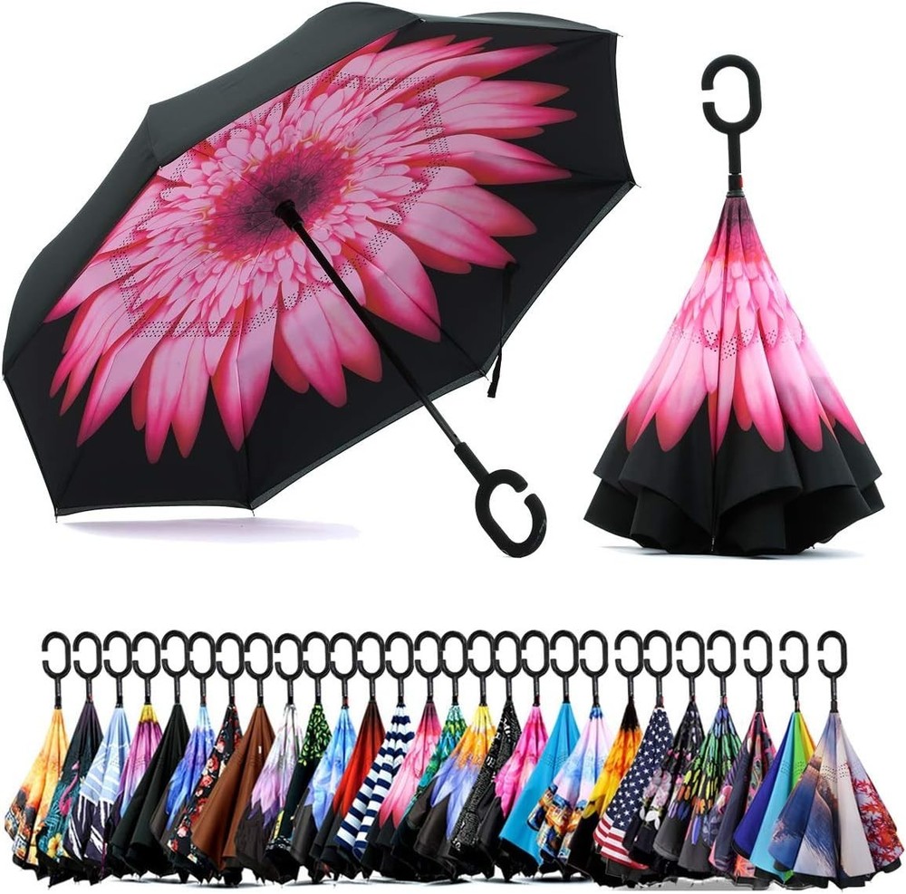 49/56 Inch Inverted Reverse Upside Down Umbrella Extra Large Double Canopy