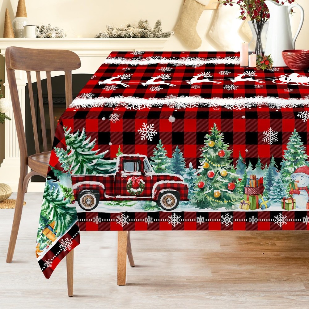 cusugbaso Christmas Tablecloth 60x84 84" x 60" (Rectangular), Truck