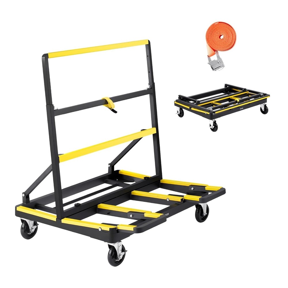 Portable Foldable Drywall Dolly - 1800 lbs Capacity and Load Stability Features