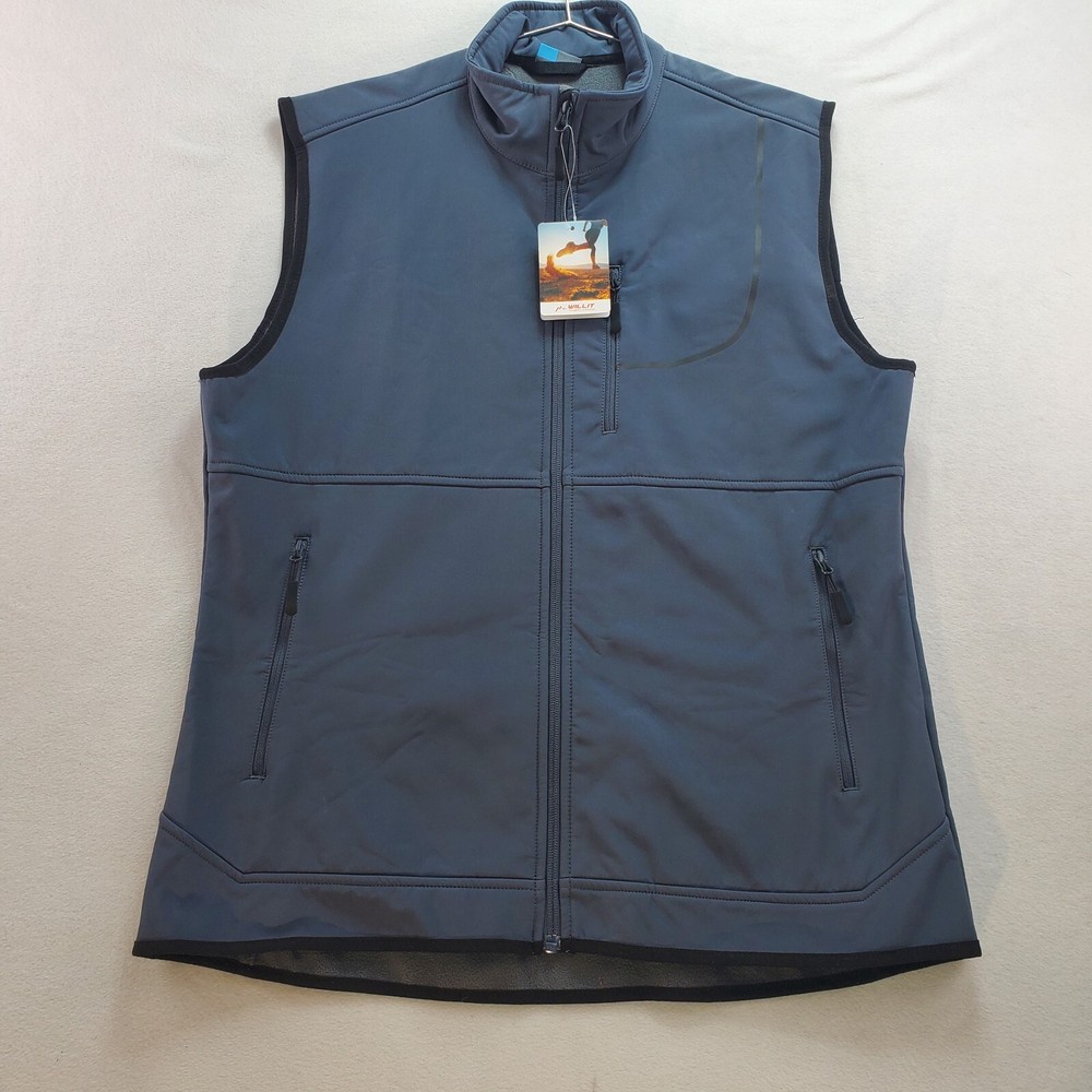 Willit Golf Vest Men's Medium Gray Polyester Stretch Fleece Softshell Full Zip