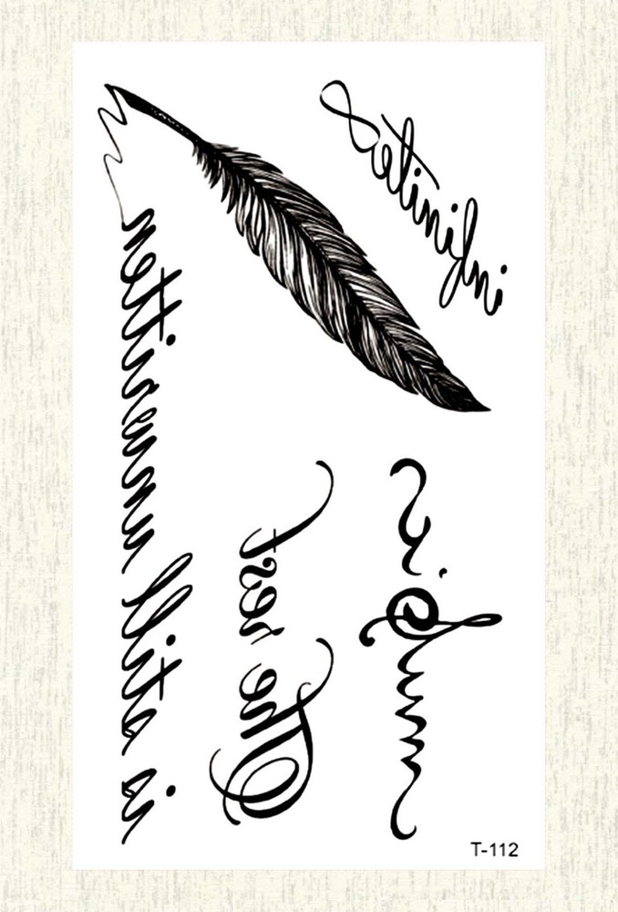 writing words feather temporary tattoo cool wholesale