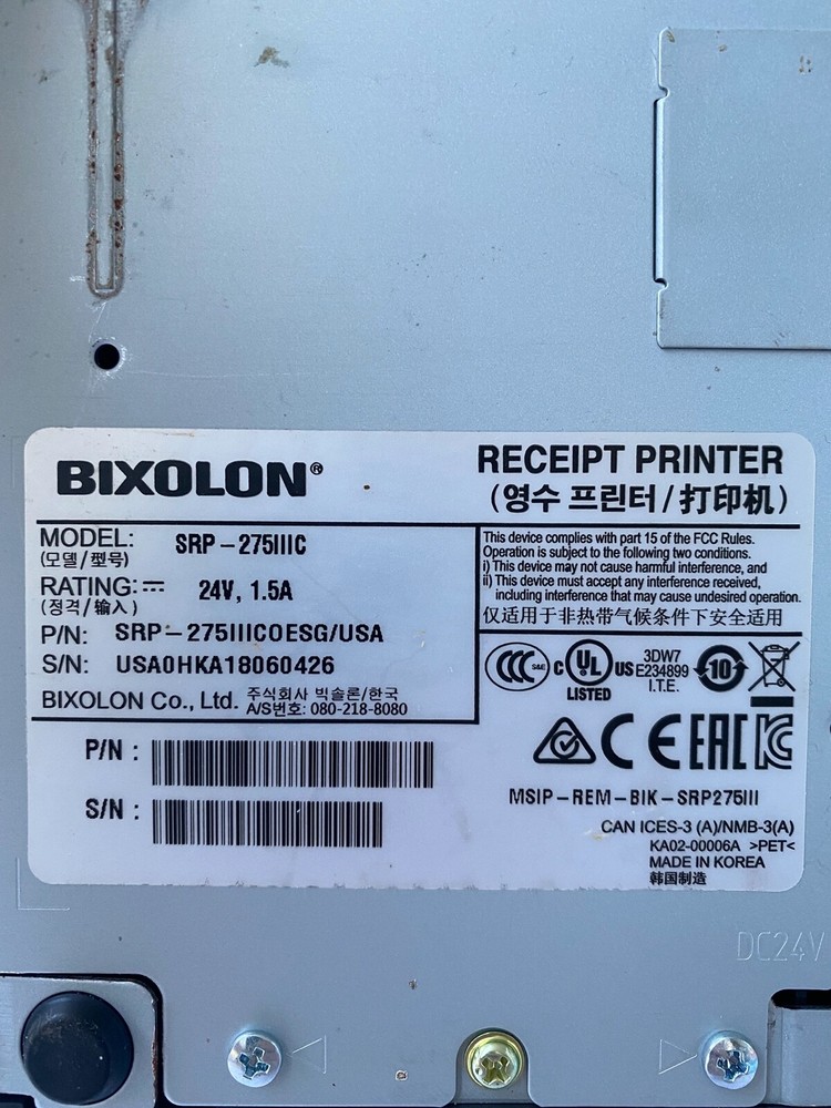 EVERSERV 600 POS SYSTEM - PAR BRINKS & BIXOLON RECEIPT PRINTER & LABEL PRINTER