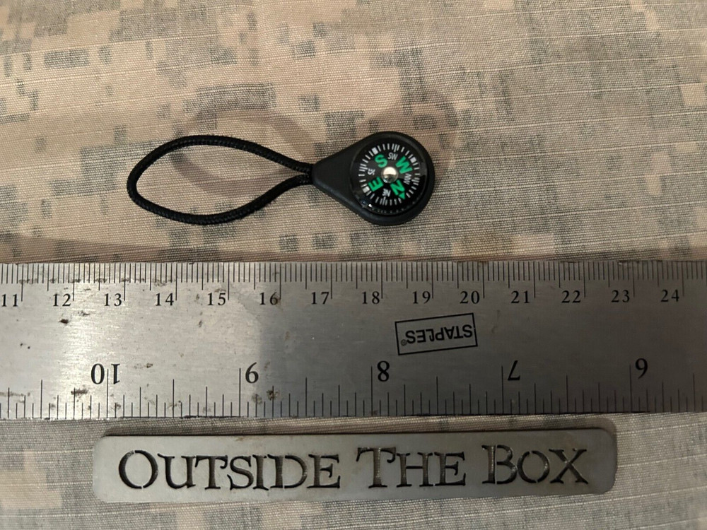 14mm Button Compass Zipper Pull - Grade B, Liquid, NON-Luminous (About 9/16")