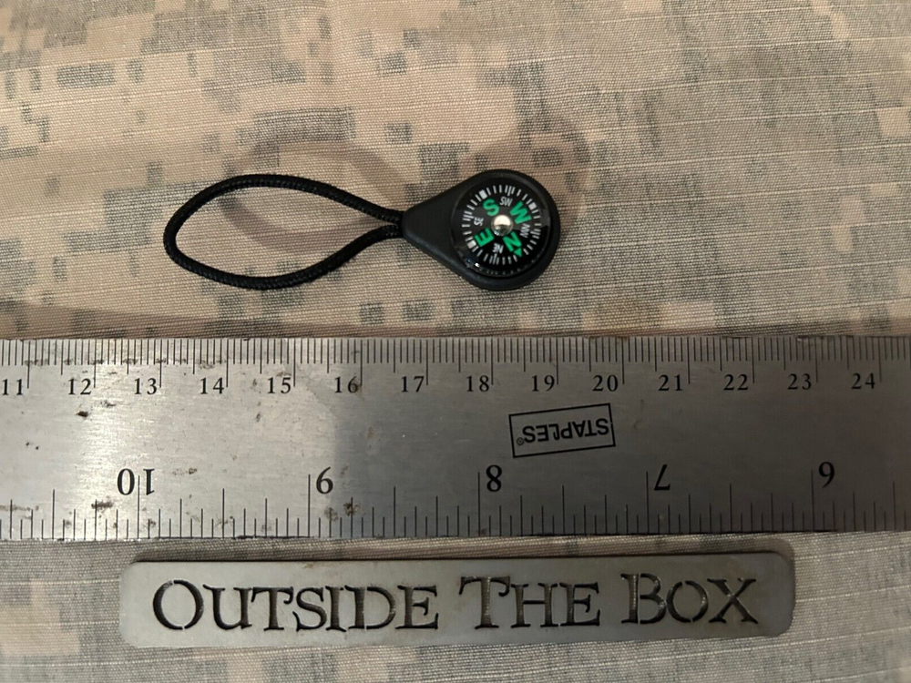 14mm Button Compass Zipper Pull - Grade B, Liquid, NON-Luminous (About 9/16")