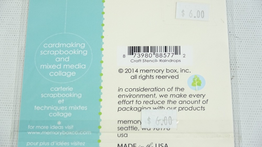 2014 Memory Box Texture Designer Stencil Raindrops 88577