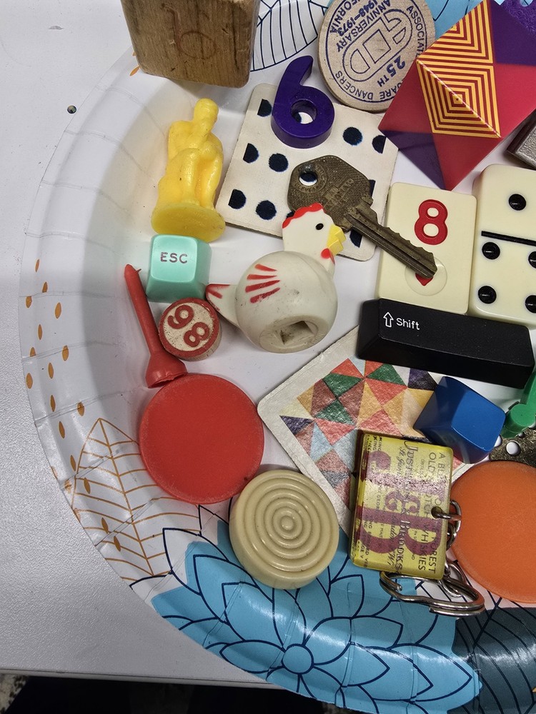 Vintage Found Object & Game pieces lot for Mixed Media Assemblage Art