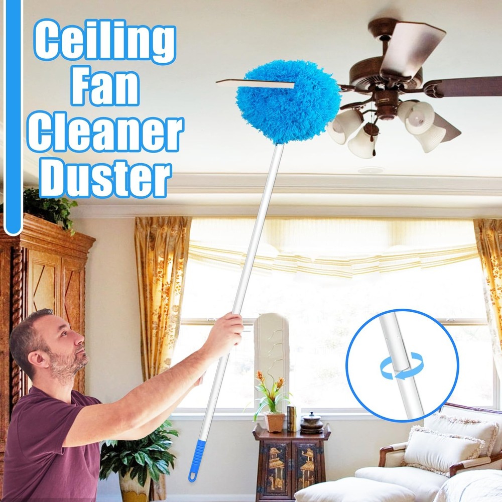 2 Pack Ceiling Fan Cleaner Duster,Reusable Microfiber High Ceiling Fan Blade ...