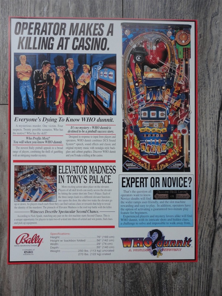 Who Dunnit Whodunnit Pinball Machine Original Flyer