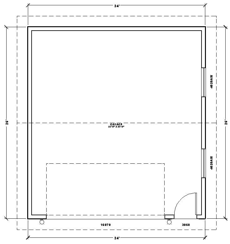 Double Car / 2 Car Garage Plan / Architectural Blueprints - 24 x 26
