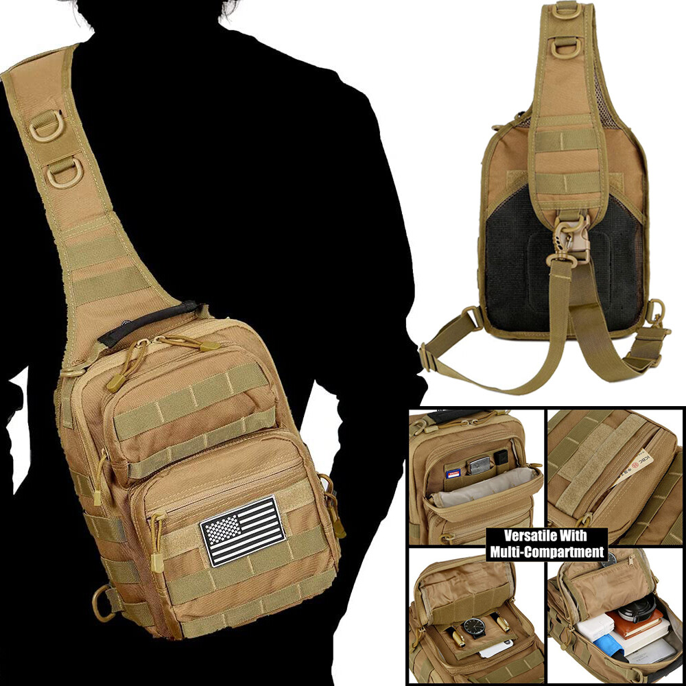 Tactical Sling Backpack Military Shoulder Bag Molle EDC Crossbody Chest Pack