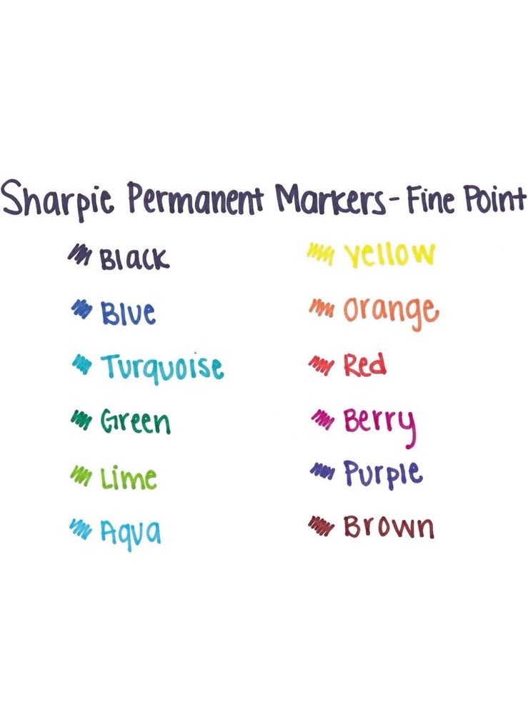 Sharpie Fine Point Permanent Markers 12-color Set
