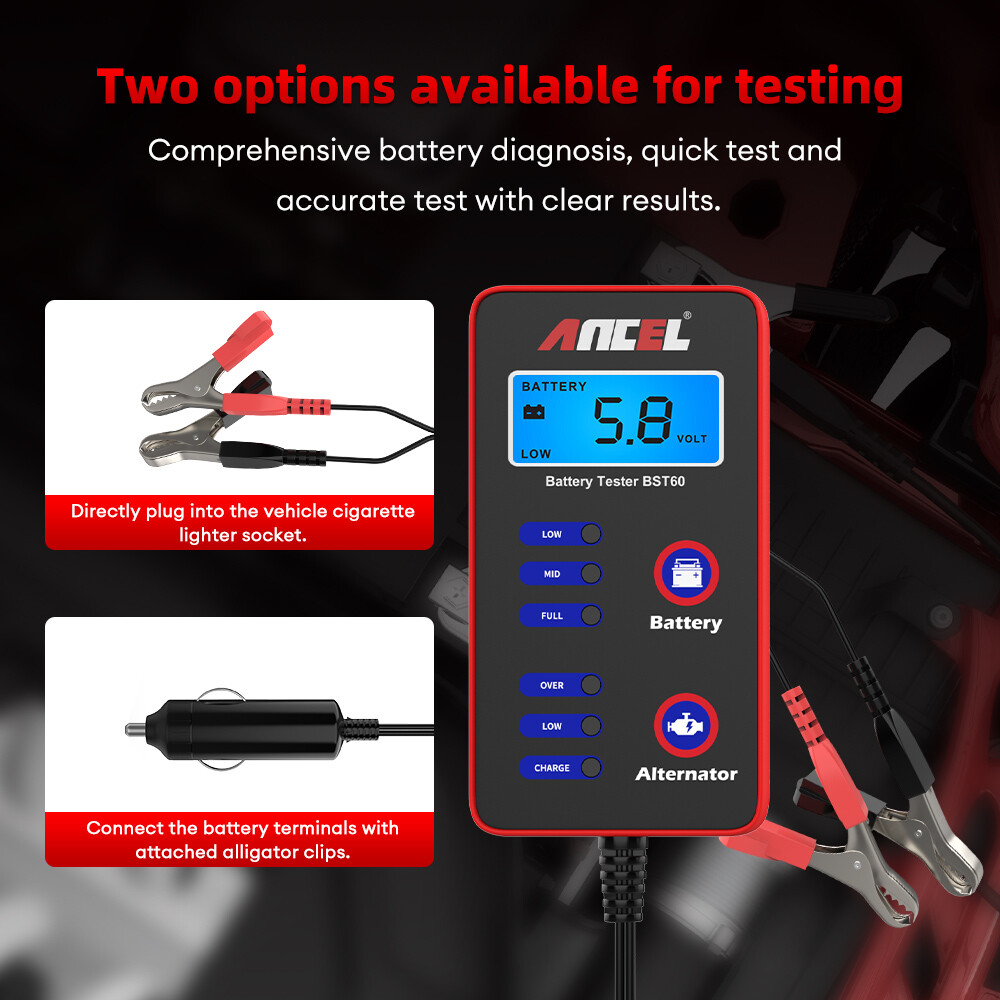 ANCEL BST60 12V Car Battery Tester Alternator Charging Charge Voltage Analyzer