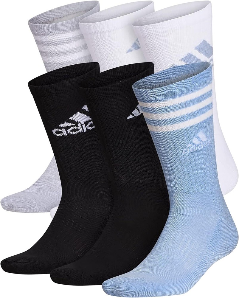 Adidas Men's Athletic Cushioned Crew Socks Arch Compression Secure Fit (6-Pair)