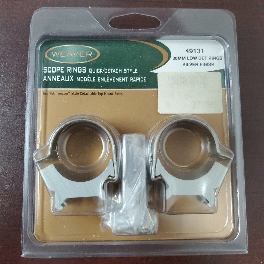 Weaver 30mm Low Detachable Top Mount Scope Rings, Silver, 49131