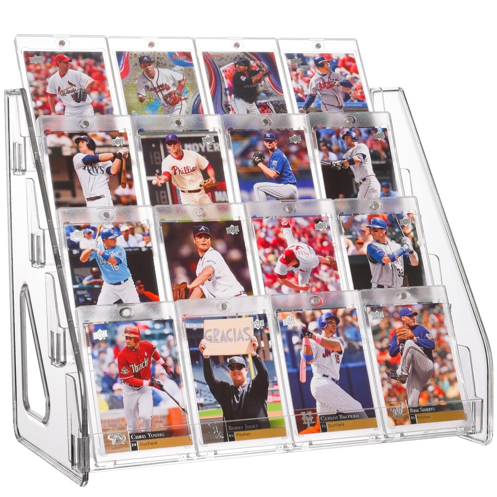 CELSOL 2 Pack Elevated 4 Tier Clear Acrylic Card Display Stand for CLEAR