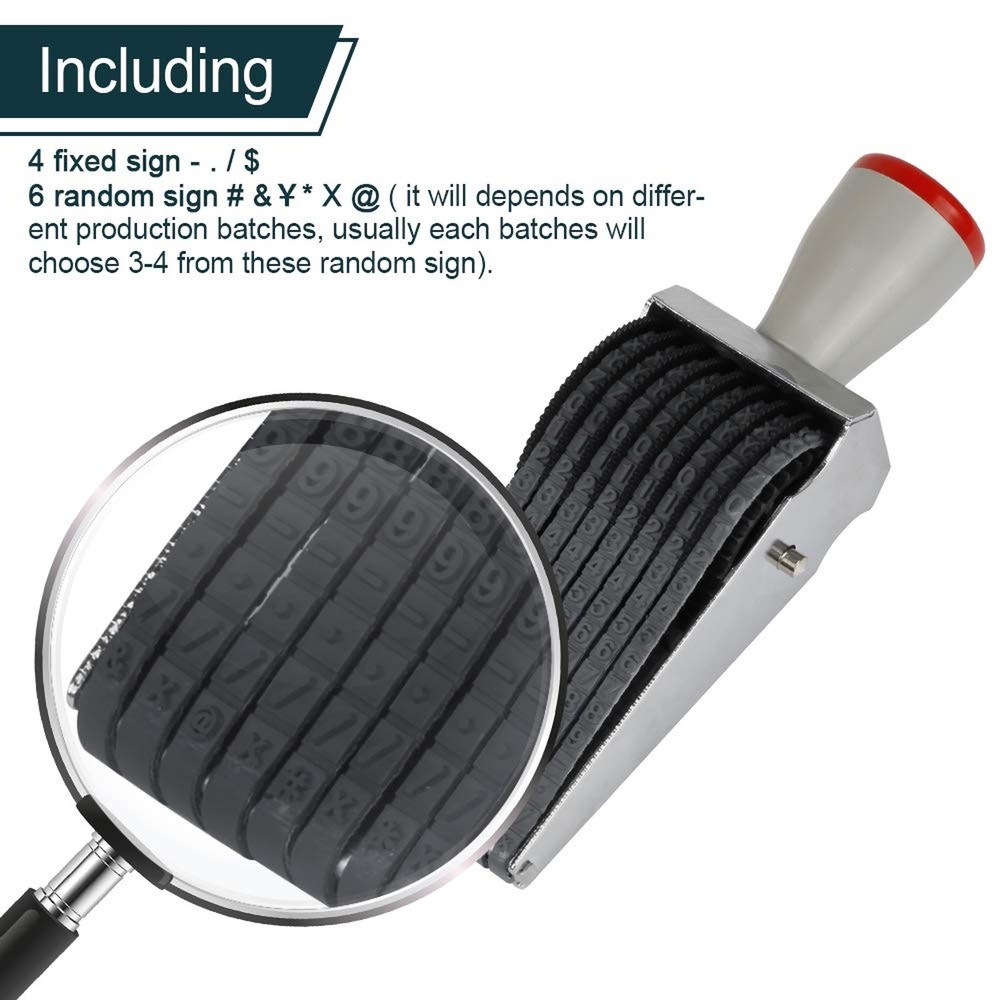 8 Digits Roller Stamp Personalized English Alphabet Number Symbol Rolling Whe...