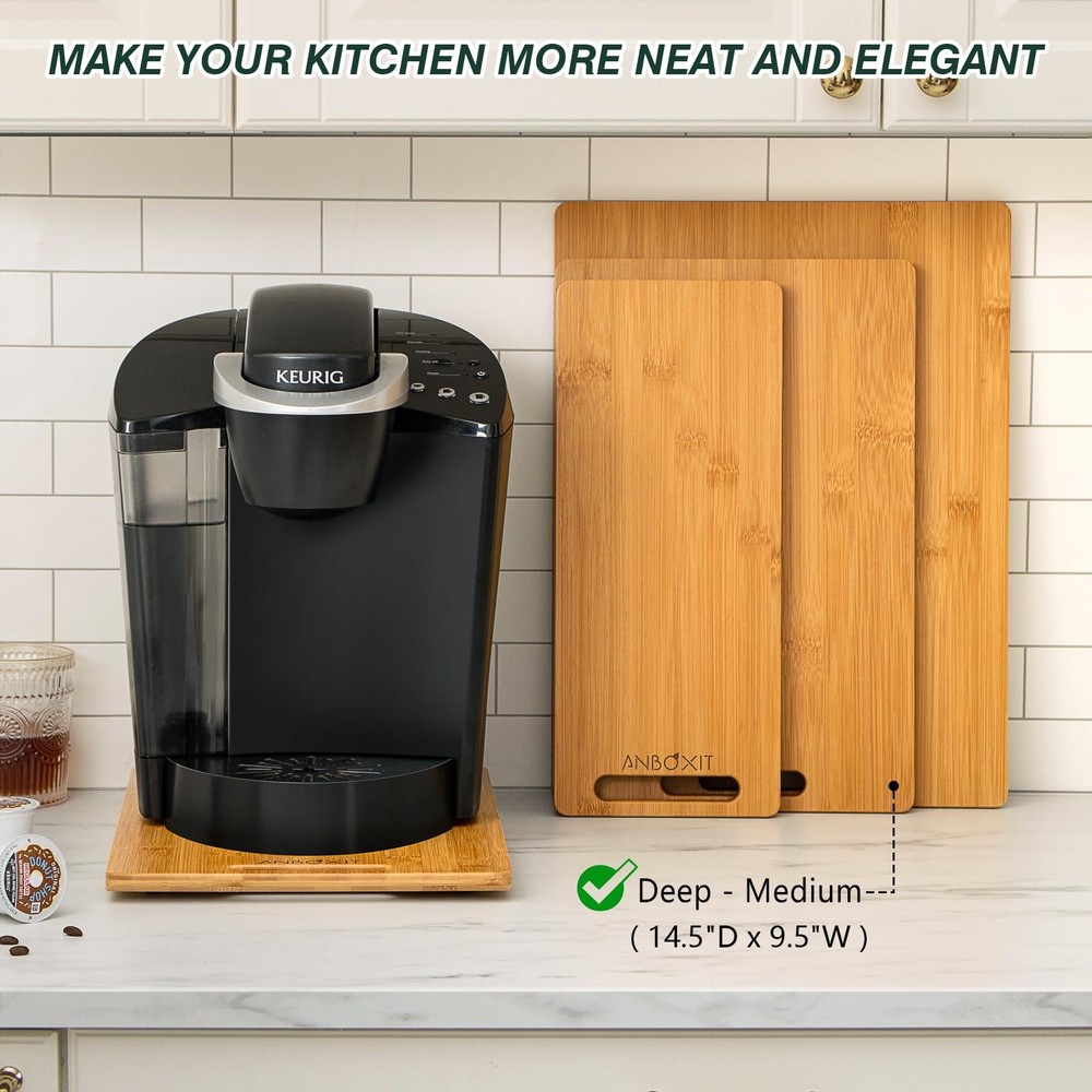 ANBOXIT Bamboo Appliance Slider, Deep - Medium (14.5"D x 9.5"W),