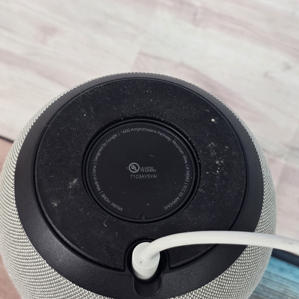 Google Home Smart Assistant - White Slate Speaker w/ Power Cord Tested Working